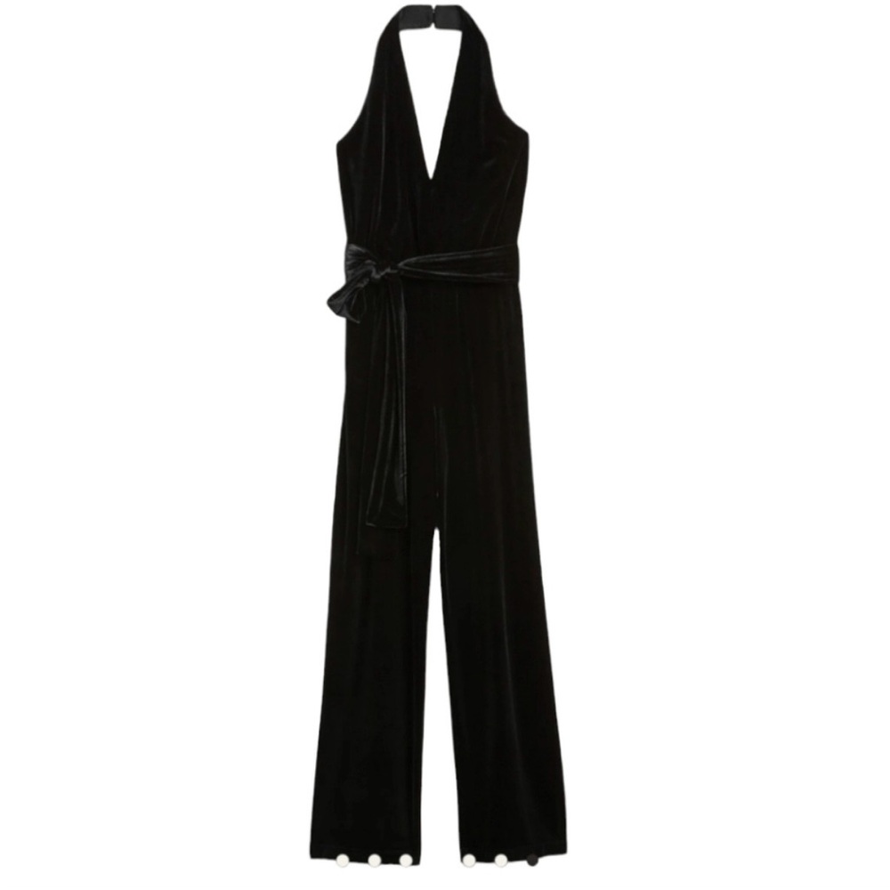 Banana Republic Black Velvet Halter Jumpsuit